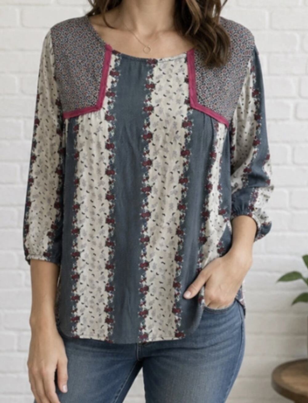 Matilda Jane A Quick Getaway Floral Blouse Top Ditzy Floral Western Boho S 4121